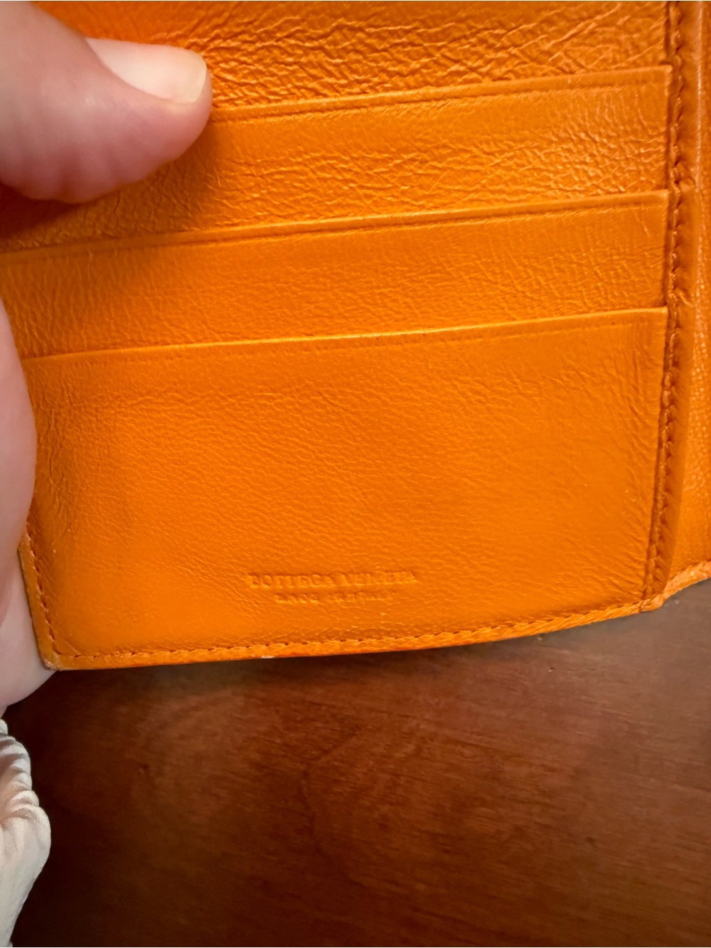 Bottega Veneta Orange Intrecciato Leather Zip Wallet - Picture 8 of 12
